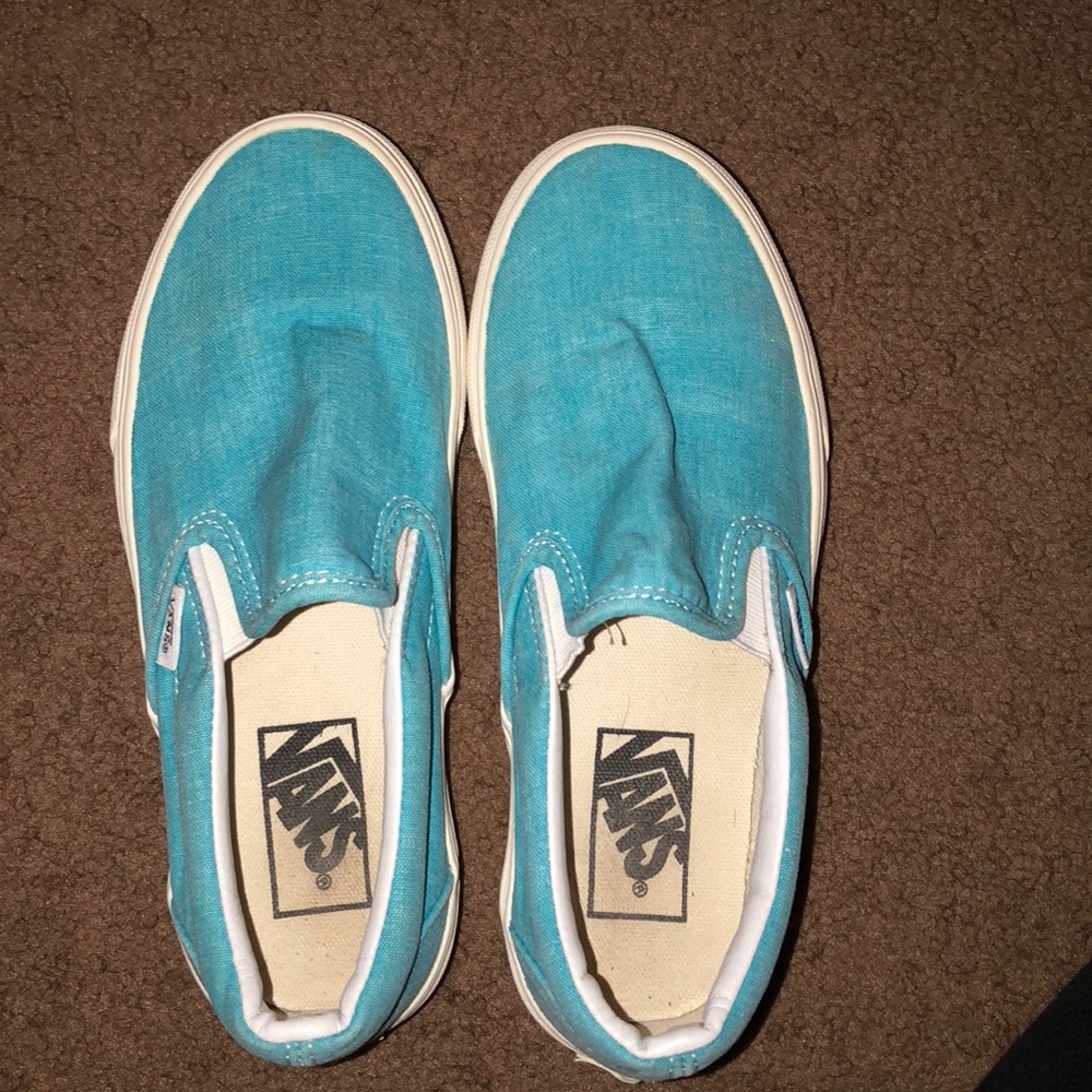 Aqua blue slip on vans